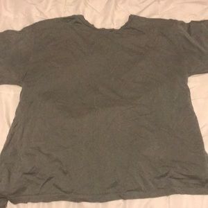 Army Green Short Sleeve Top with Open Back